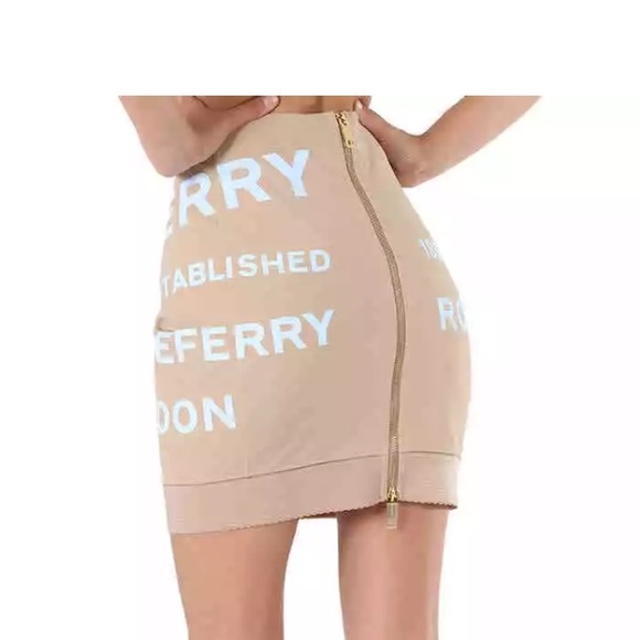 Burberry Ladies Soft Fawn Kylie Horse Ferry Logo Skirt - Picture 4 of 11
